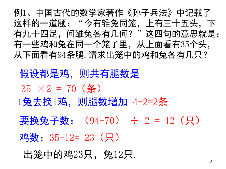 假设法解鸡兔同笼课堂PPT_第3页