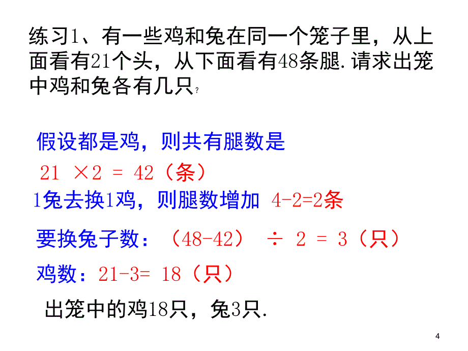 假设法解鸡兔同笼课堂PPT_第4页