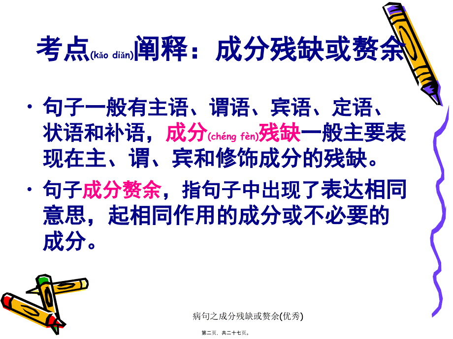 病句之成分残缺或赘余(优秀)课件_第2页