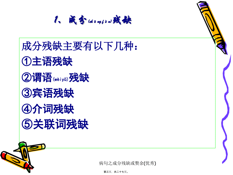 病句之成分残缺或赘余(优秀)课件_第3页