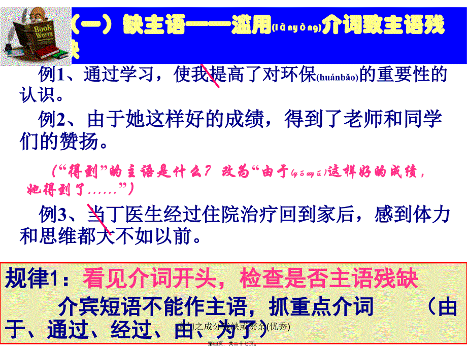 病句之成分残缺或赘余(优秀)课件_第4页