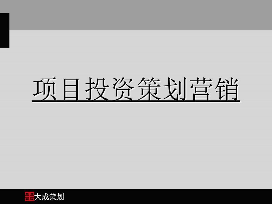 项目投资策划营销