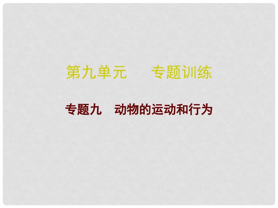 广东省中考生物总复习 第九单元 专题训练九 动物的运动和行为课件_第1页