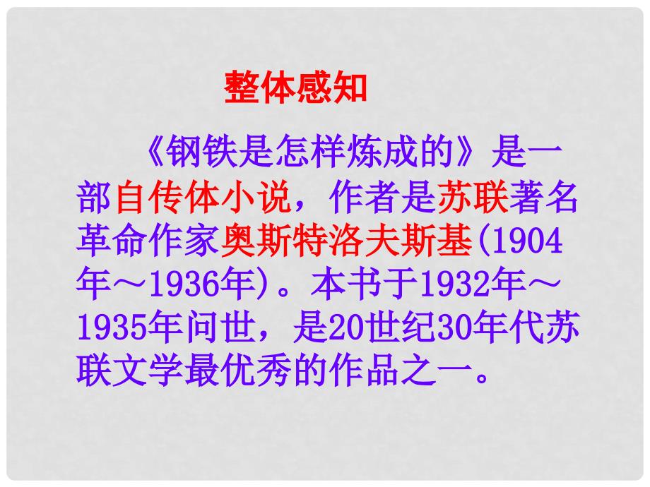 八年级语文上册《钢铁是怎样炼成的》课件 苏教版_第2页