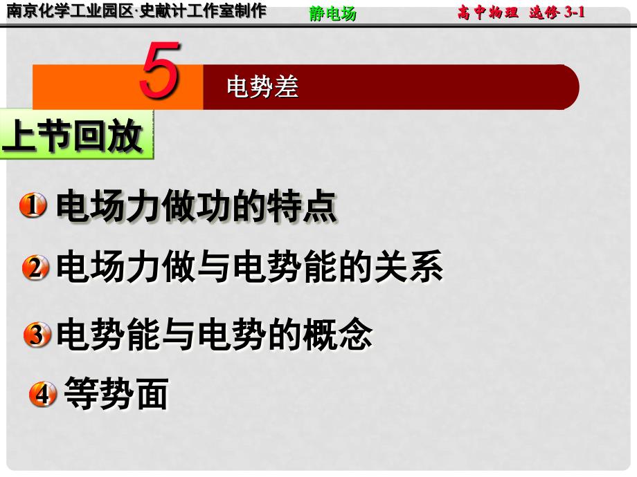 江苏省南京化学工业园区高中物理 1.5电势差课件 新人教版选修31_第1页