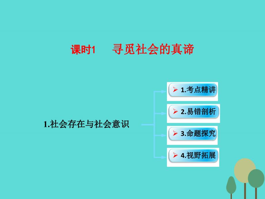 高考政治 模块4 单元16 课时1 寻觅社会的真谛 考点一 社会存在与社会意识_第1页