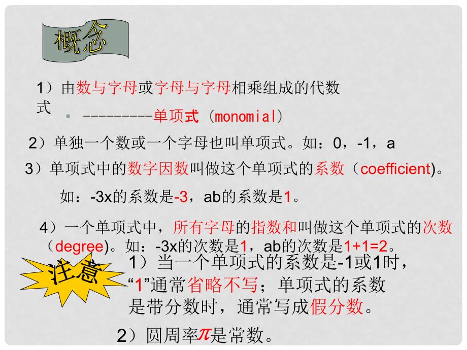 河北省兴隆县半壁山中学七年级数学上册 4.4 整式课件3 浙教版_第3页