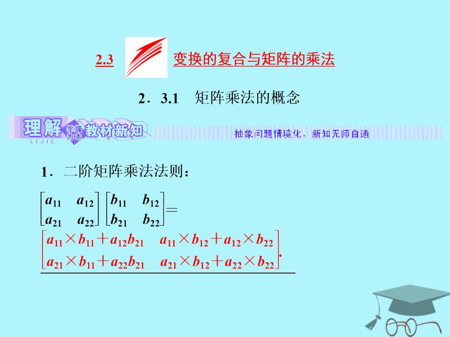 数学 2.3 变换的复合与矩阵的乘法 2.3.1 矩阵乘法的概念 苏教版选修4-2_第2页