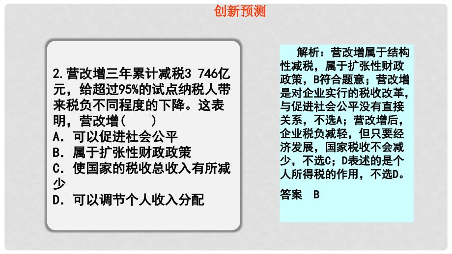 高考政治一轮复习 第三单元 收入与分配 课时2 财政与税收 热点突破 助推企业发展结构性减税再送“红包”课件 新人教版必修1_第4页