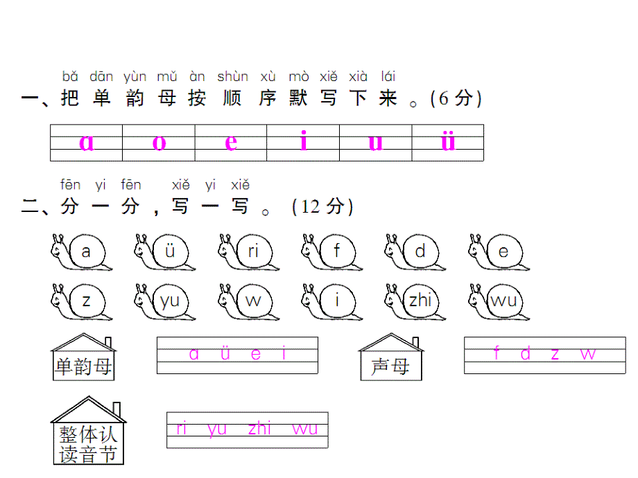 一年级上册语文课件－第二单元测试卷｜人教部编版 (共11张PPT)_第2页