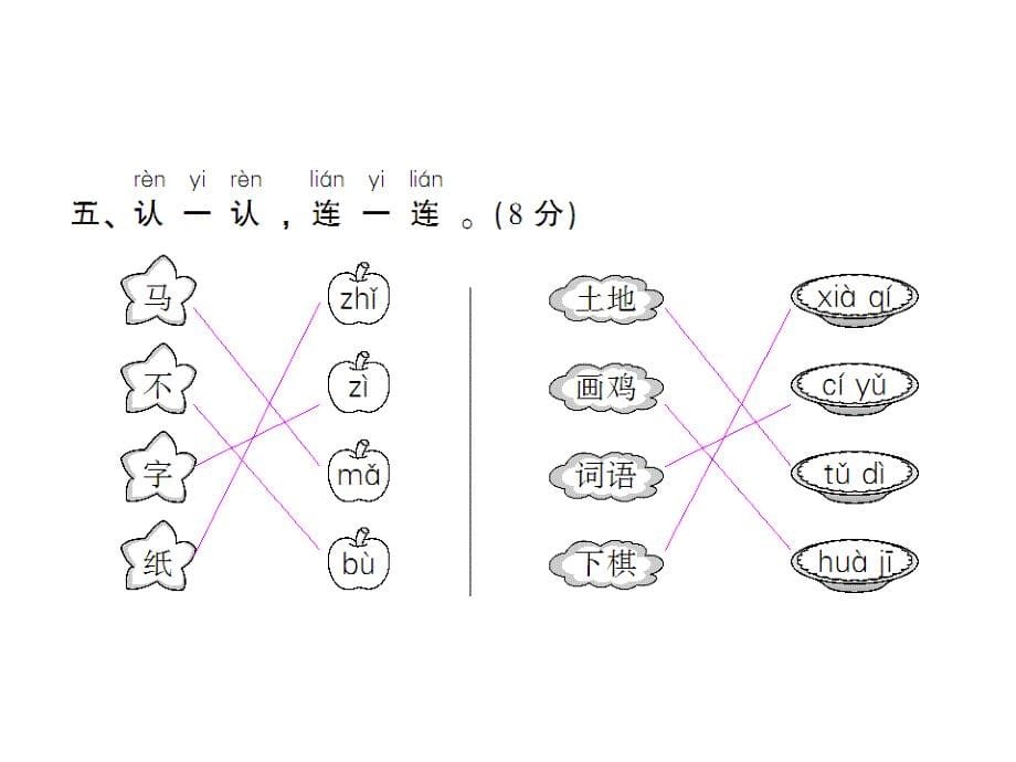 一年级上册语文课件－第二单元测试卷｜人教部编版 (共11张PPT)_第5页