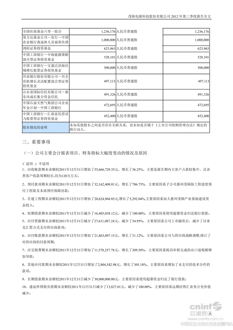 茂硕电源第三季度报告全文_第3页