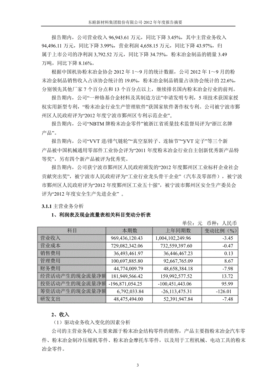 600114东睦股份年报摘要_第3页