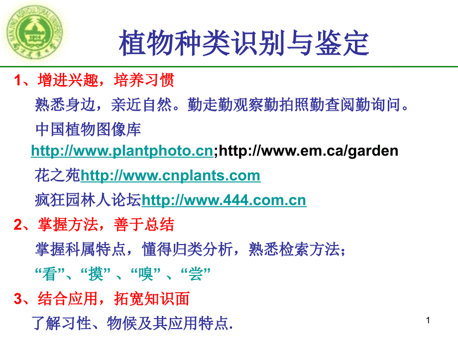 植物种类识别与鉴定.PPT_第1页