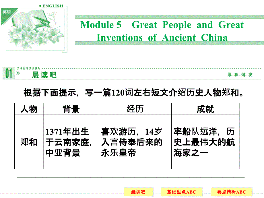 必修3Module5GreatPeopleandGreatInventionsofAncientChina_第1页