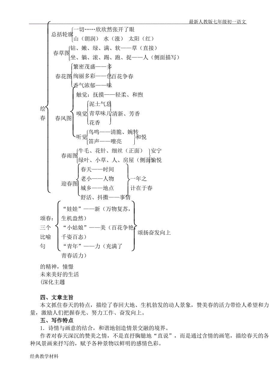 最新人教版语文七年级初一上册教案新人教版七年级上册语文教案_第5页