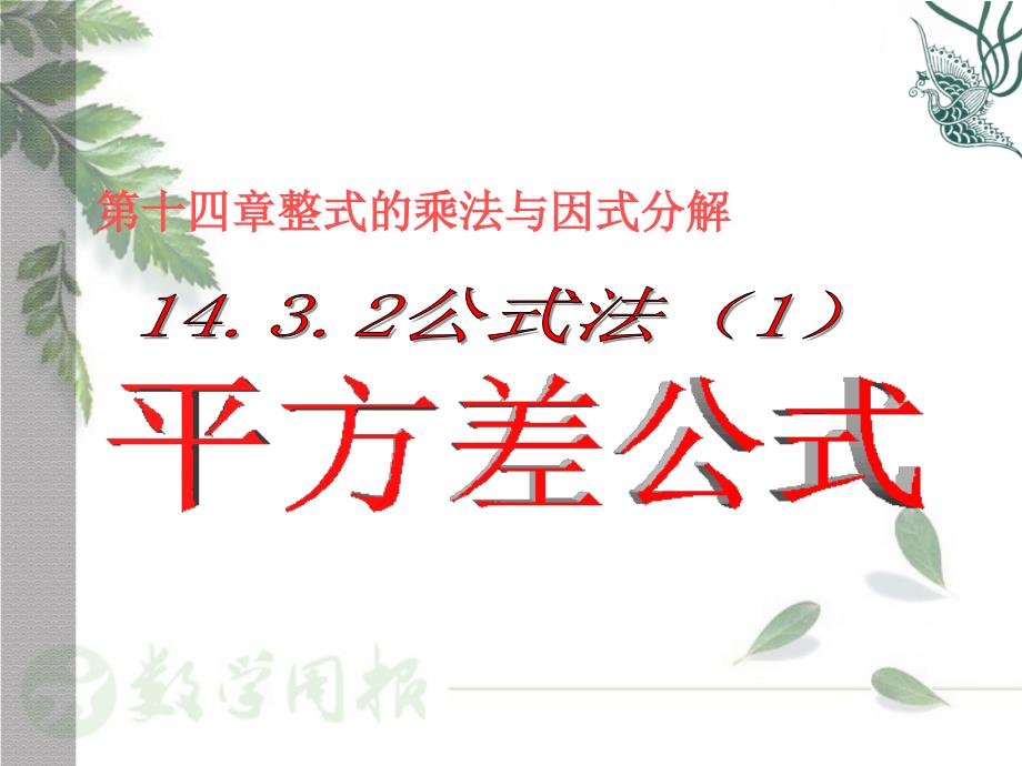 143因式分解第2课时1432公式法1平方差公式_第1页