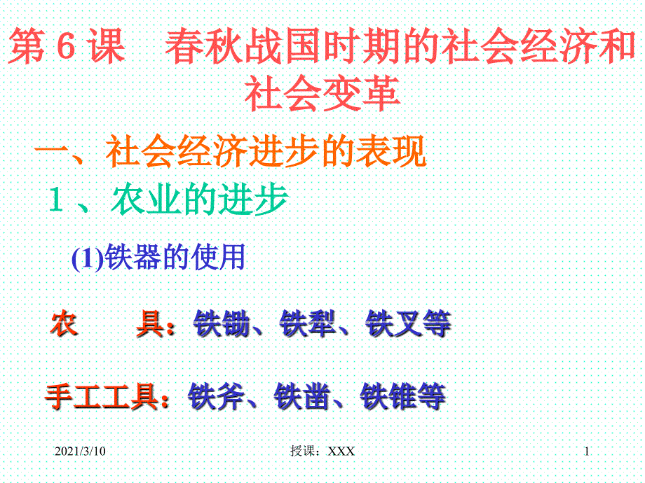 初一历史分享战国时期的社会经济和社会变革PPT参考课件_第1页