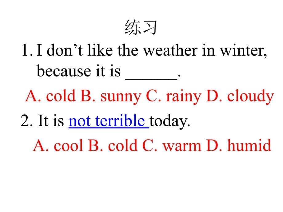 七年级新目标英语下册六单元itisraining复习课件_第5页