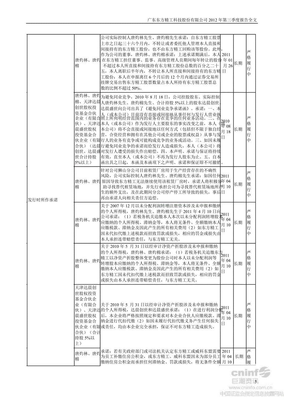 东方精工：第三季度报告全文_第5页