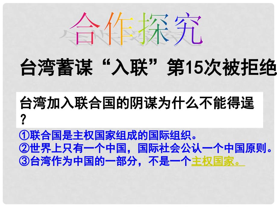 陕西省山阳县高中政治《81国际社会的主要成员 主权国家和国际组织》课件 新人教版必修2_第3页