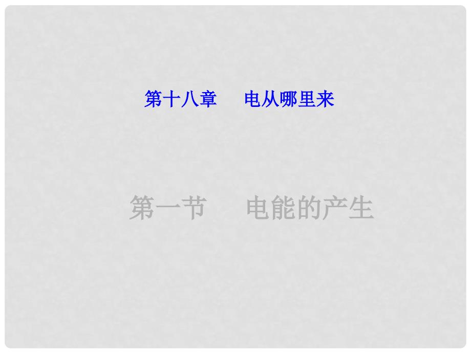 九年级物理全册 18.1 电能的产生课件 （新版）沪科版_第1页