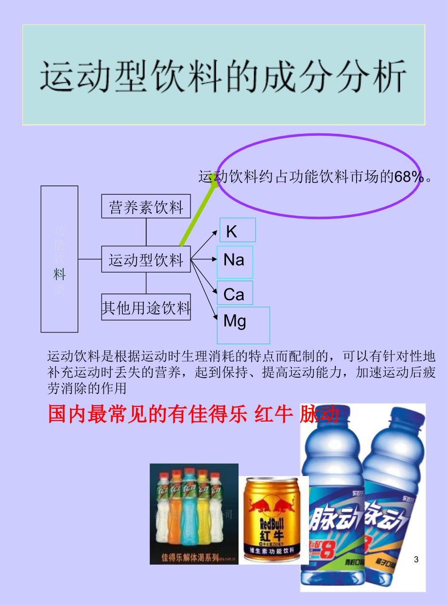 最新运动饮料之脉动佳得乐红牛成分分析_第3页